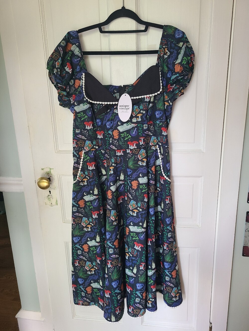 NWT XL Spellbinding Print Swing Dress Unique Vintage Apothocary Witchy Halloween - Picture 4 of 10